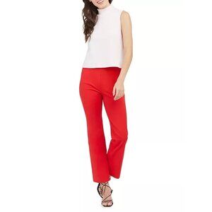 Spanx Polished Kick Flare Pants True Red Flat Front Pull-On Back Patch Pockets S